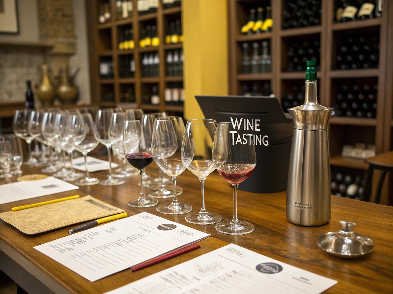 Sommelier pouring wine at the tasting station